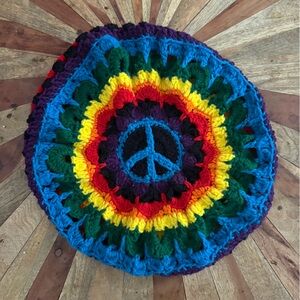 Colorful Crochet Peace Sign Hat